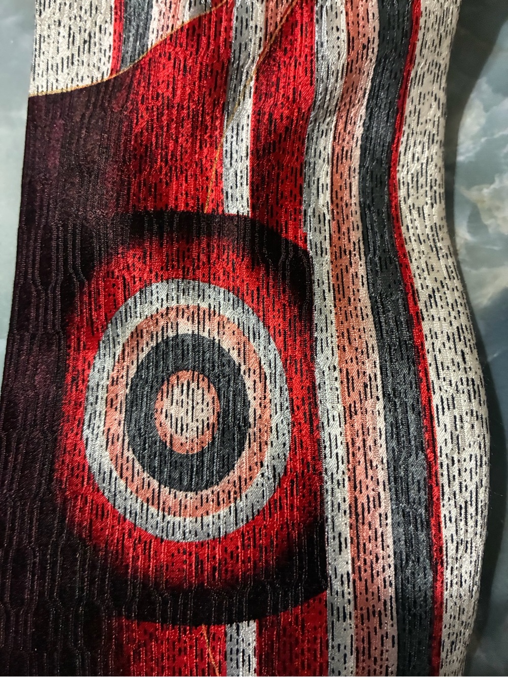 Red and Black Abstract Print Pencil Skirt